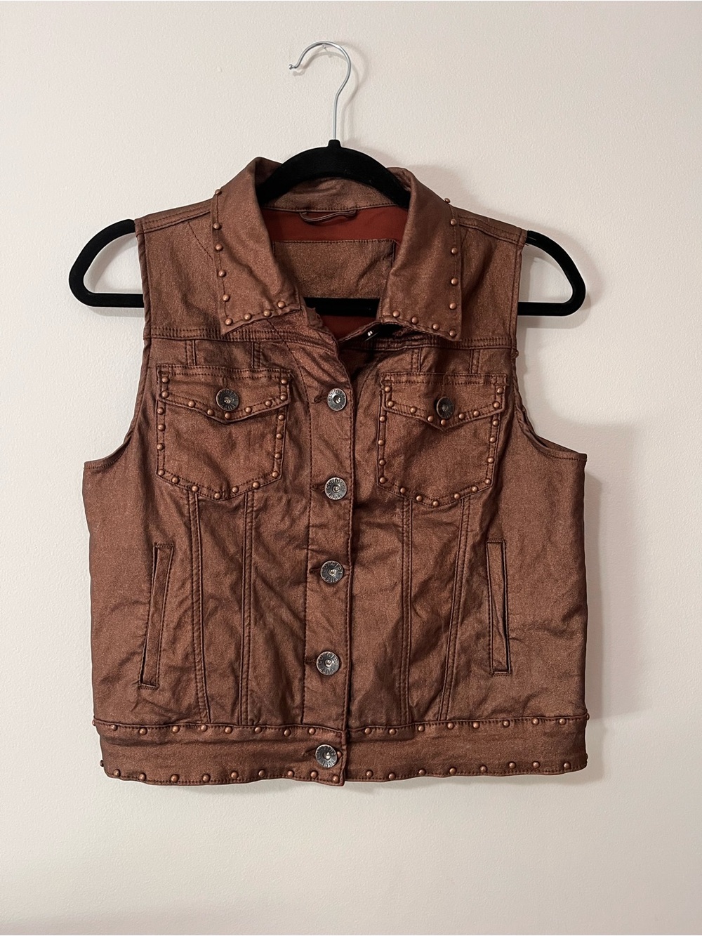 COWGIRL TUFF CO Copper Bronze Country Western Vintage Vest Women’s Sz L EUC